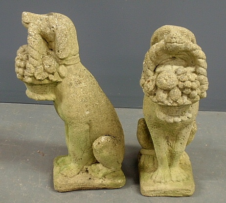 Appraisal: - Pair of cast stone seated dogs h x w