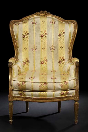 Appraisal: Louis XVI-Style Giltwood Bergere early th century the domed shaped