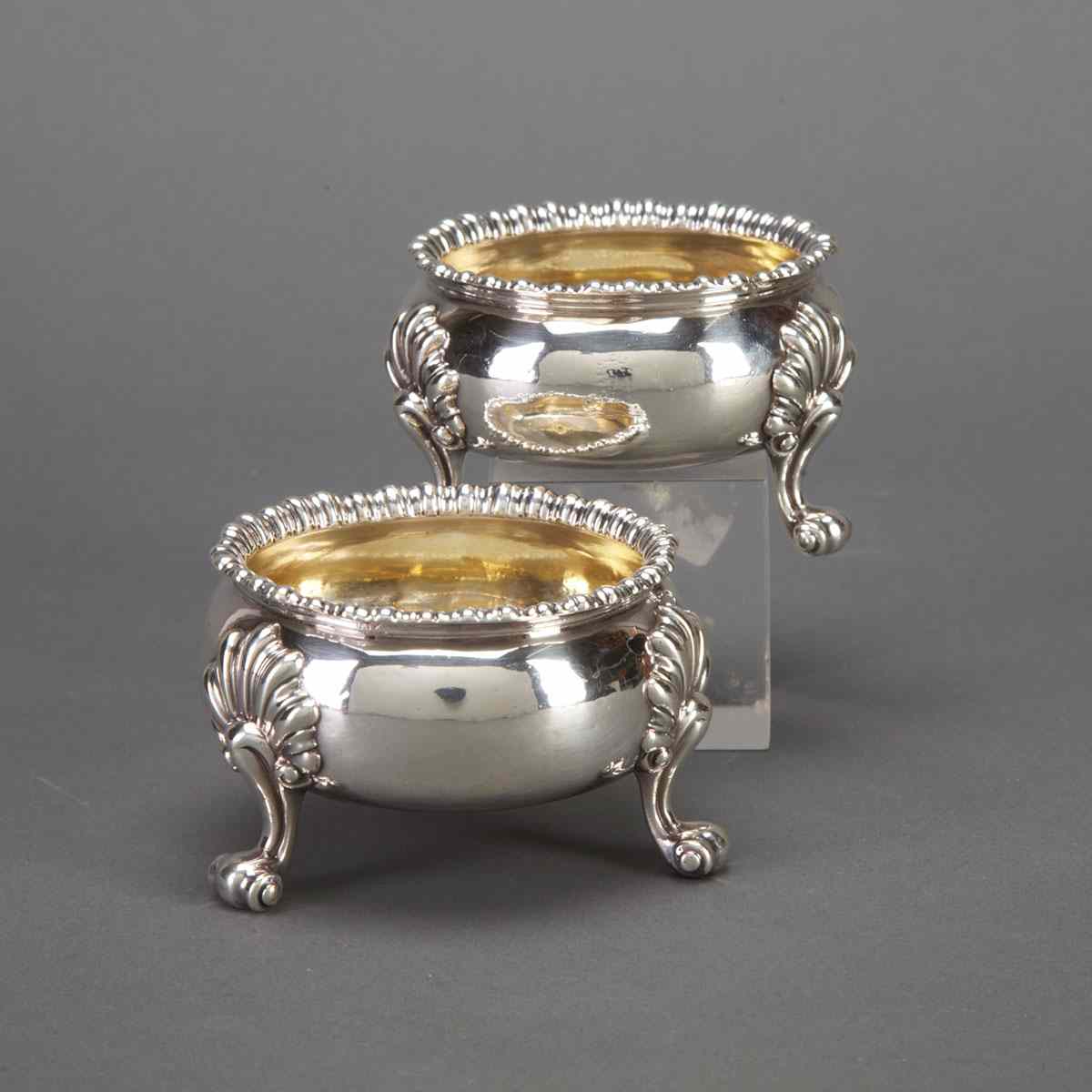 Appraisal: Pair of George III Silver Salt Cellars Robert Garrard II