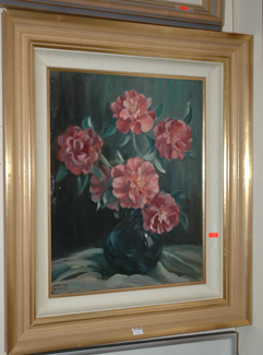 Appraisal: AMBROSE GRIFFIN STILL LIFE WITH PINK CAMELIAS OIL ON BOARD