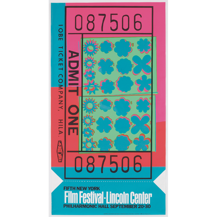 Appraisal: Andy Warhol American - ''Lincoln Center Ticket '' silkscreen ''