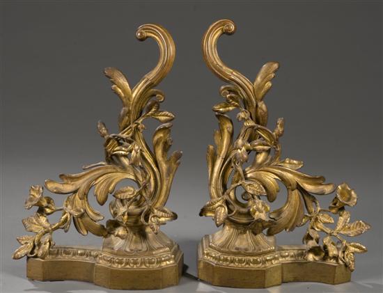 Appraisal: Pair of French gilt metal Louis XV style acanthus form