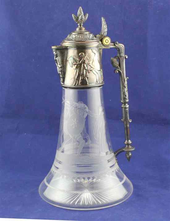 Appraisal: A Victorian plate mounted glass claret jug by Elkington Co