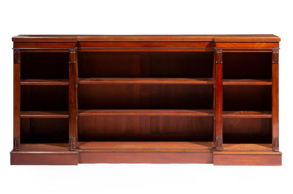 Appraisal: PAIR OF LATE REGENCY CARVED MAHOGANY BOOKCASESPair of Late Regency