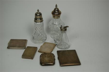 Appraisal: A collection of silver cigarette cases to include engine turned