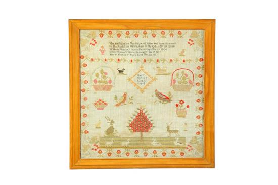 Appraisal: SAMPLER Mary Pinkney Yorkshire England ca silk and wool on