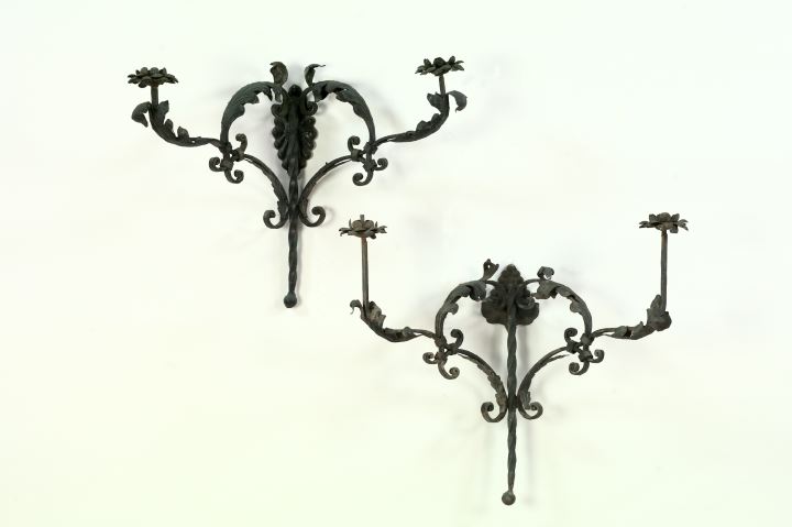 Appraisal: Very Large Pair of French Cut- and Wrought-Iron Appliques second