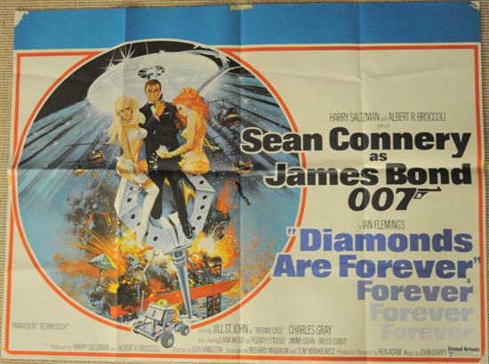 Appraisal: Diamonds Are Forever poster Quad UK c folded tape and