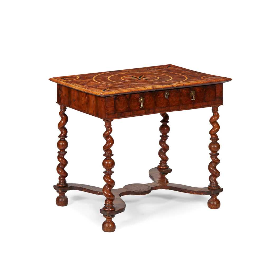 Appraisal: WILLIAM AND MARY OYSTER VENEERED WALNUT AND FRUITWOOD INLAID TABLE