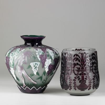 Appraisal: KELSEY MURPHY PILGRIM GLASS Two Cameo glass vases late th