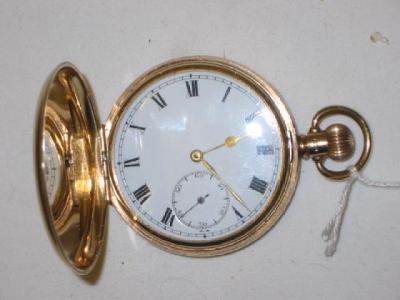 Appraisal: A CT GOLD FULL HUNTER POCKET WATCH the Swiss movement