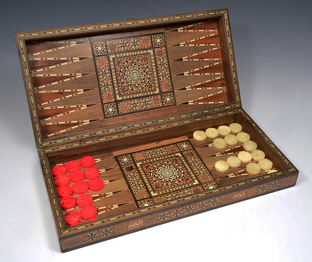 Appraisal: A MIDDLE EASTERN INLAID BACKGAMMON BOARD