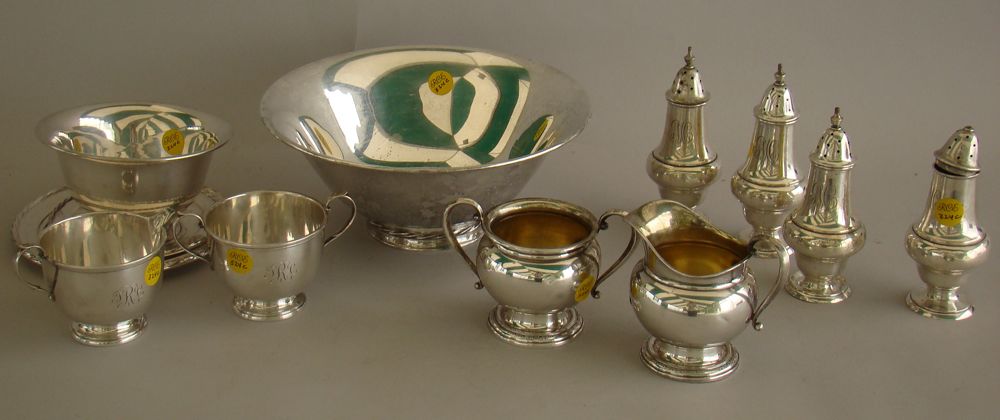 Appraisal: TWELVE PIECES OF STERLING SILVER HOLLOWWARE By various makers Consists