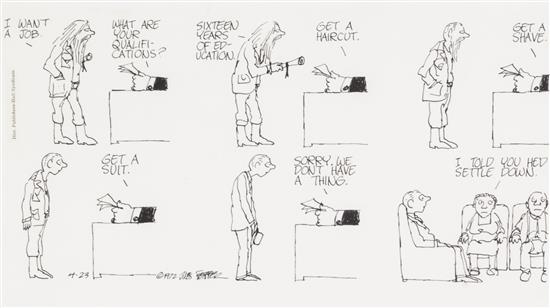 Appraisal: Sale Lot ORIGINAL CARTOON ART FEIFFER JULES a six-panel ink