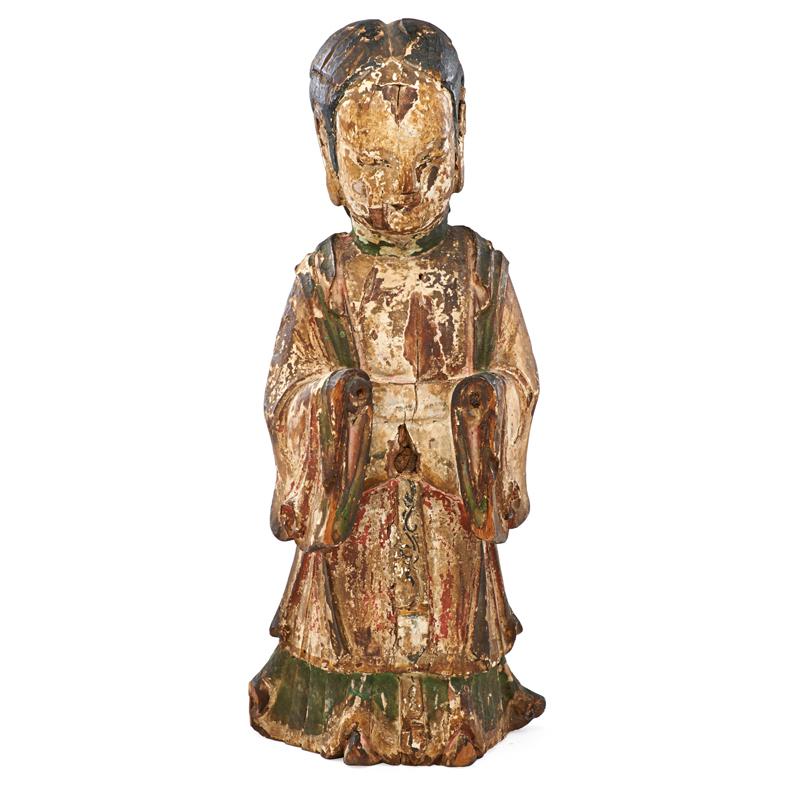 Appraisal: KOREAN JOSEON WOOD-CARVED FIGURE Condition Report