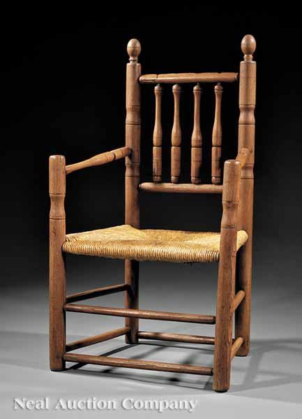 Appraisal: A Pilgrim Century Turned Ash Armchair late th c Connecticut