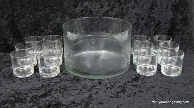 Appraisal: Crystal Clear Glass Punch Bowl SetFrom the estate is a