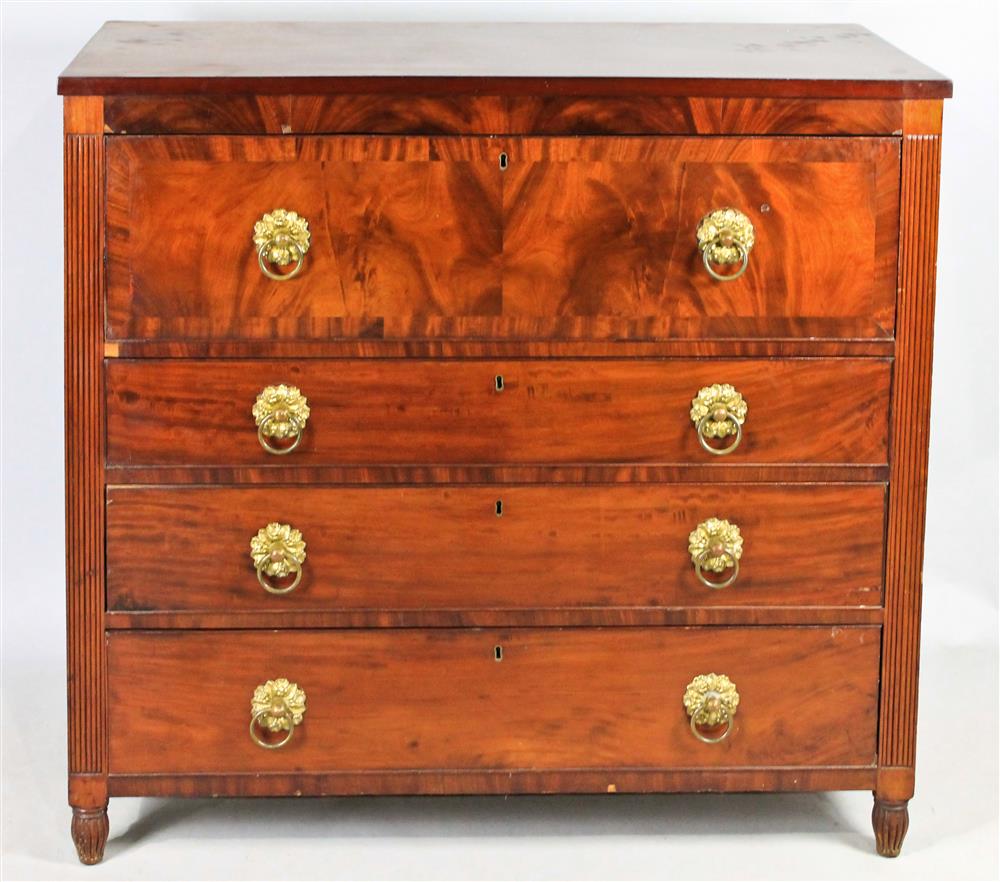 Appraisal: AMERICAN CLASSICAL MAHOGANY CHEST OF DRAWERS having a rectangular top