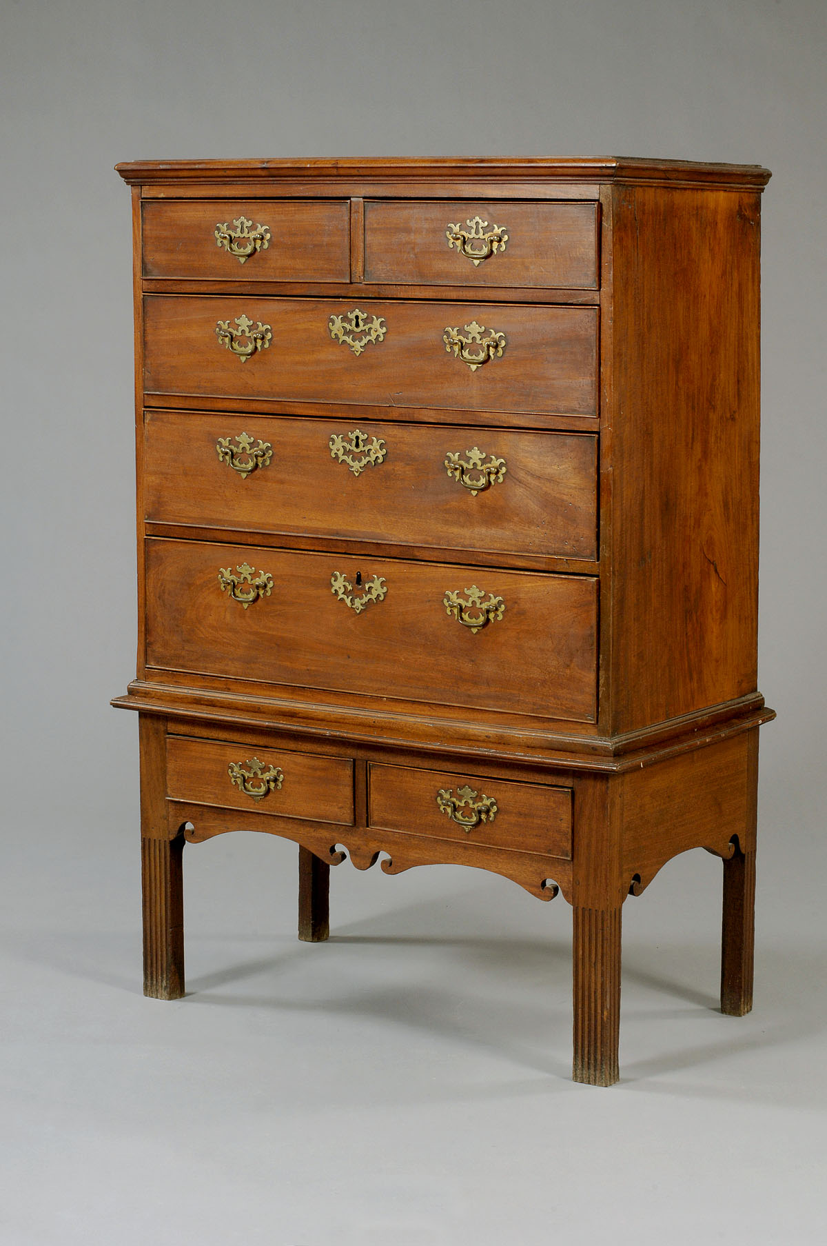 Appraisal: ENGLISH CHIPPENDALE MAHOGANY CHEST ON FRAME The rectangular top with