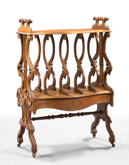 Appraisal: American Rococo Revival Walnut Canterbury third quarter th century attributed