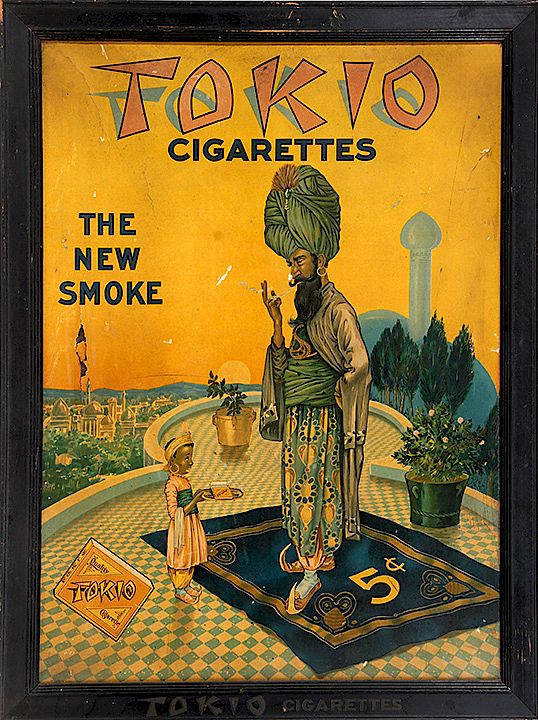 Appraisal: CIGARETTE ADVERTISING SIGN WITH AFRICAN AMERICAN INFLUENCE CIGARETTE ADVERTISING SIGN