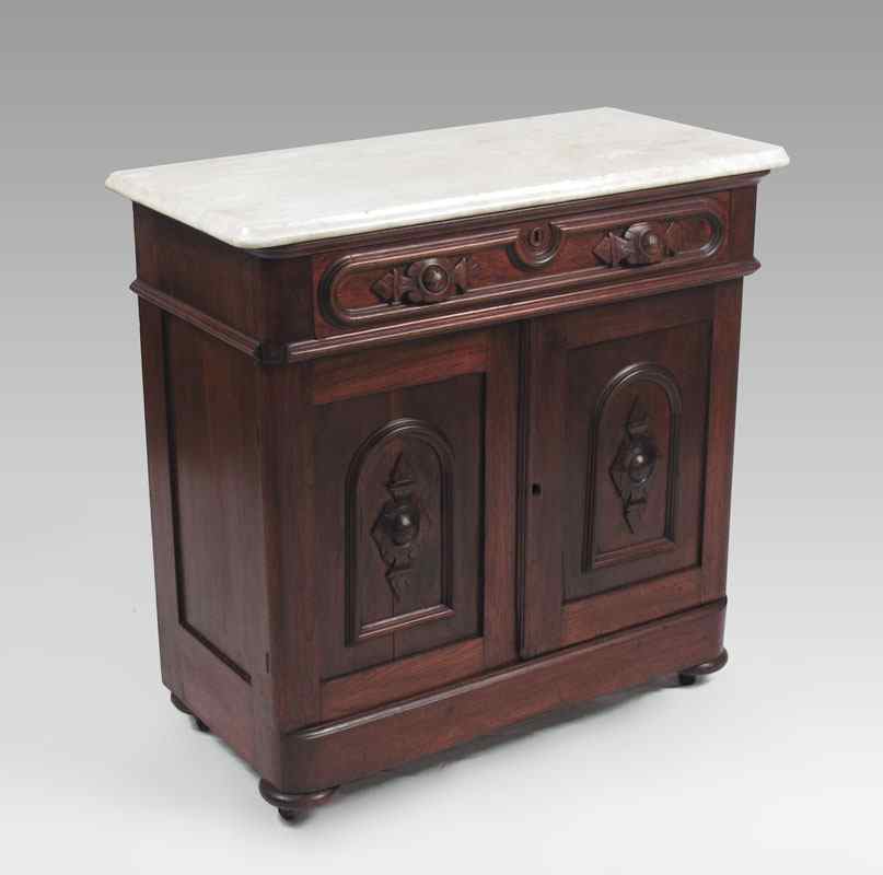 Appraisal: VICTORIAN MARBLE TOP COMMODE Single drawer over two arch panel