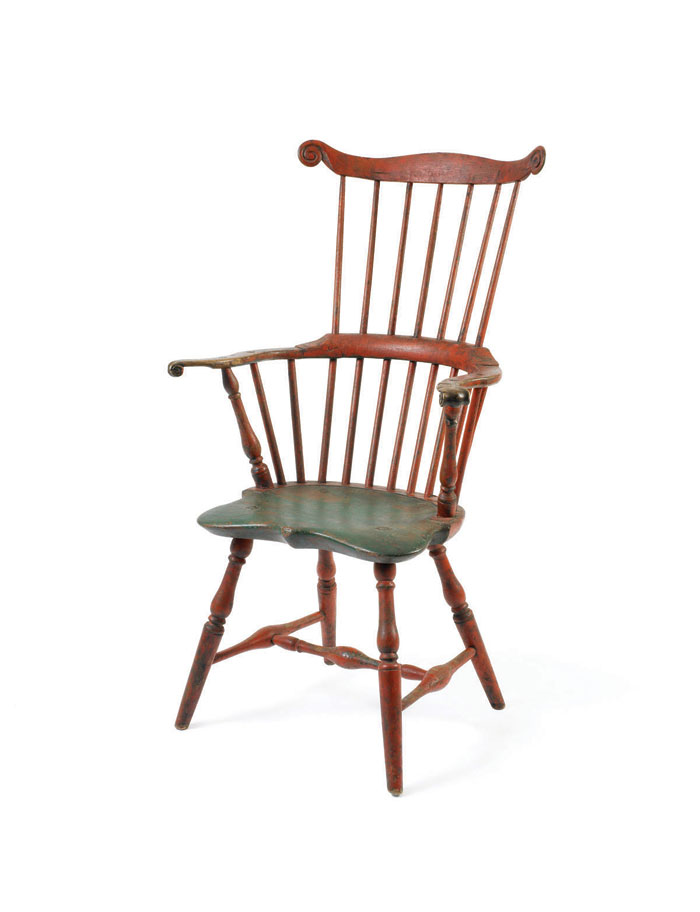 Appraisal: EXCEPTIONAL NEW ENGLAND COMB-BACK WINDSOR ARMCHAIR IN LIPSTICK RED AND