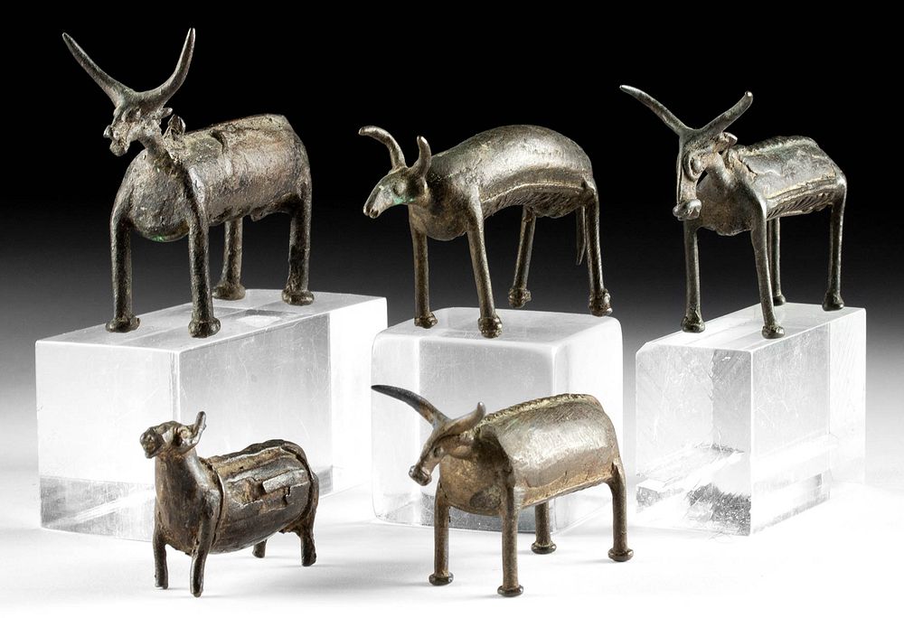 Appraisal: Five th C Indian Bastar Leaded-Bronze Cows South Asia India