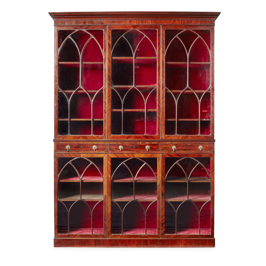 Appraisal: LARGE REGENCY MAHOGANY DISPLAY CABINET EARLY TH CENTURY the moulded