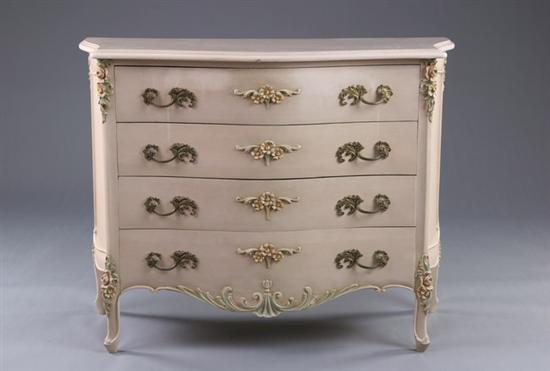 Appraisal: FRENCH PROVINCIAL CHEST OF DRAWERS th century Serpentine case containing