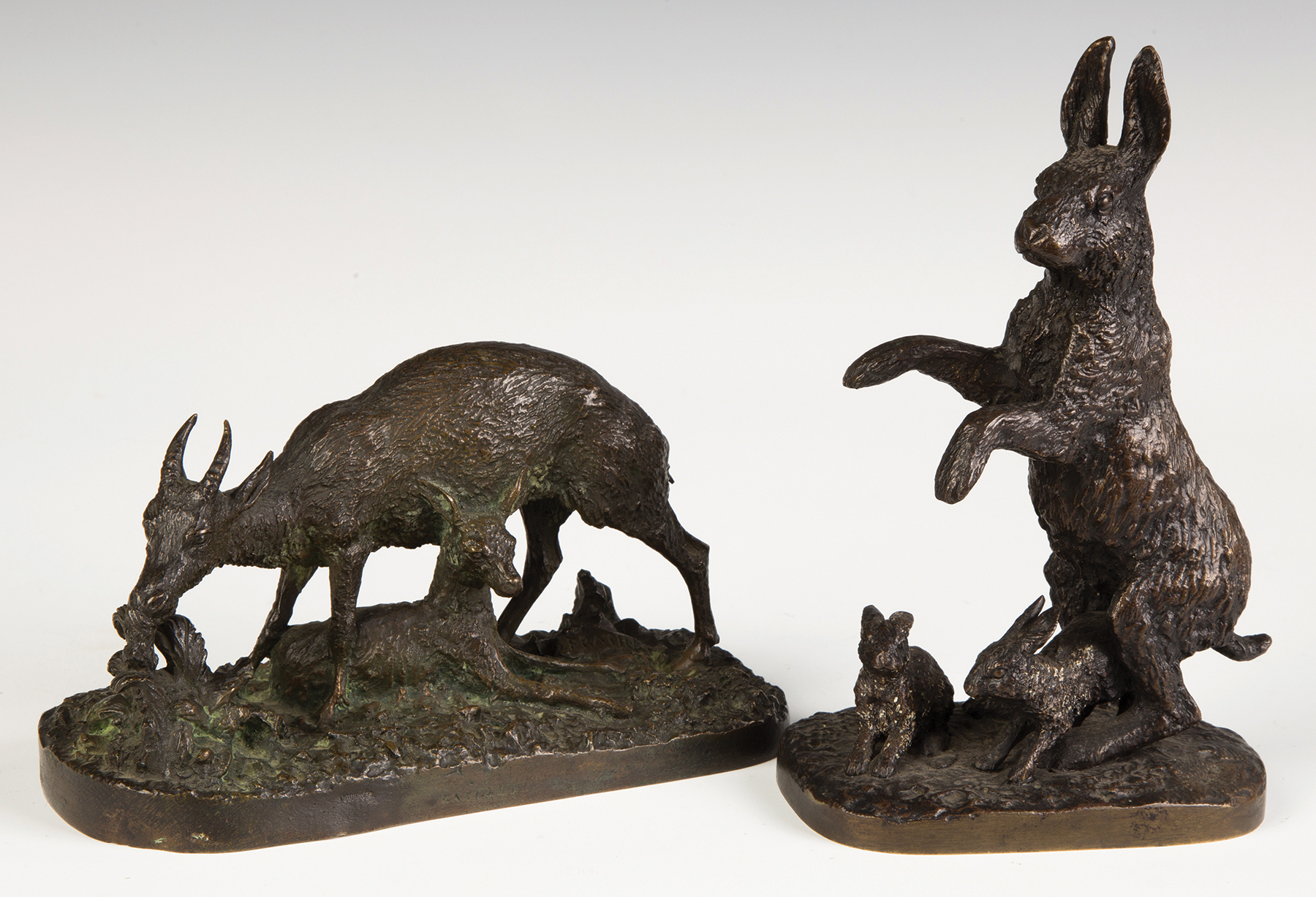 Appraisal: Bronze Sculpture of a Rabbit and Bunnies Vintage