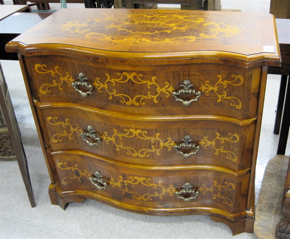 Appraisal: INLAID WALNUT AND MAHOGANY CHEST OF DRAWERS Continental th century