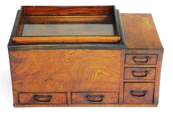 Appraisal: Japanese Habachi oblong wooden case with sunken metal liner added