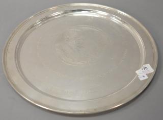 Appraisal: Tiffany sterling silver round tray monogrammed Weizmann Institute of Science