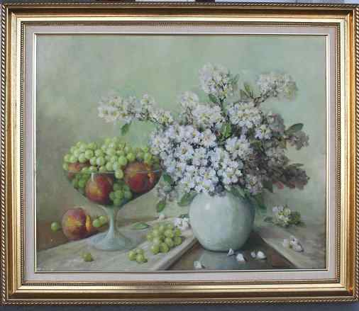 Appraisal: WOODRUFF Leonard American - Fruit Flower Still Life '' x