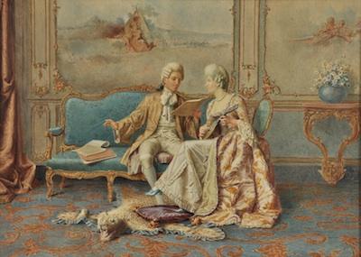 Appraisal: Renato Moretti Italian - The Music Recital Louis XV Watercolor