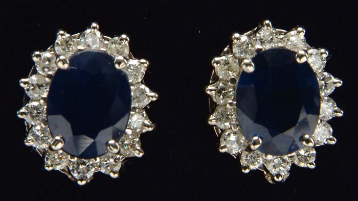 Appraisal: SAPPHIRE DIAMOND EARRINGS Beautiful kt white gold earrings each being