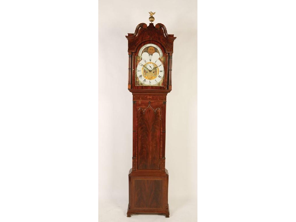 Appraisal: A GEORGE III MAHOGANY MASONIC LONGCASE CLOCK the enamelled dial