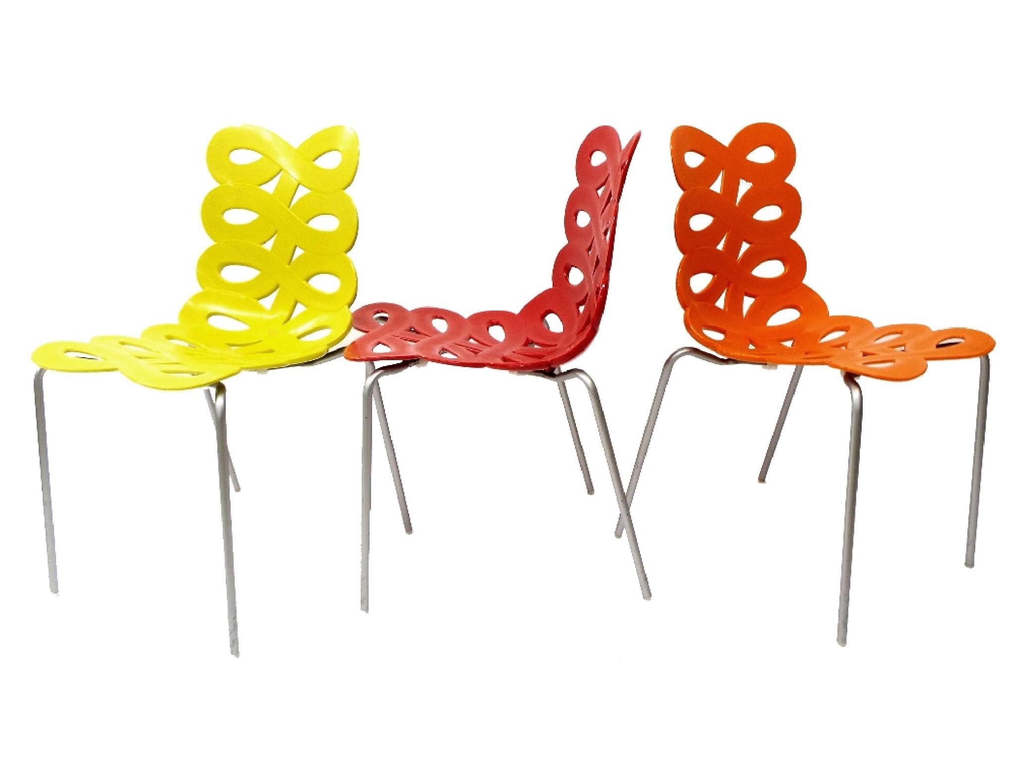 Appraisal: Gino Carollo - Ciacci Kreaty 'Diva' chairs bright woven moulded