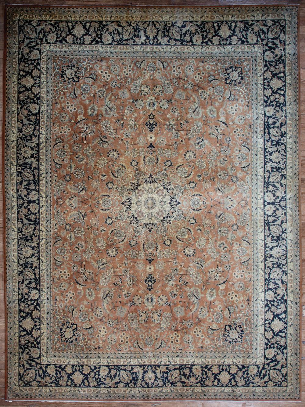 Appraisal: Fine Kashian Carpet red ground blue border central medallion overall