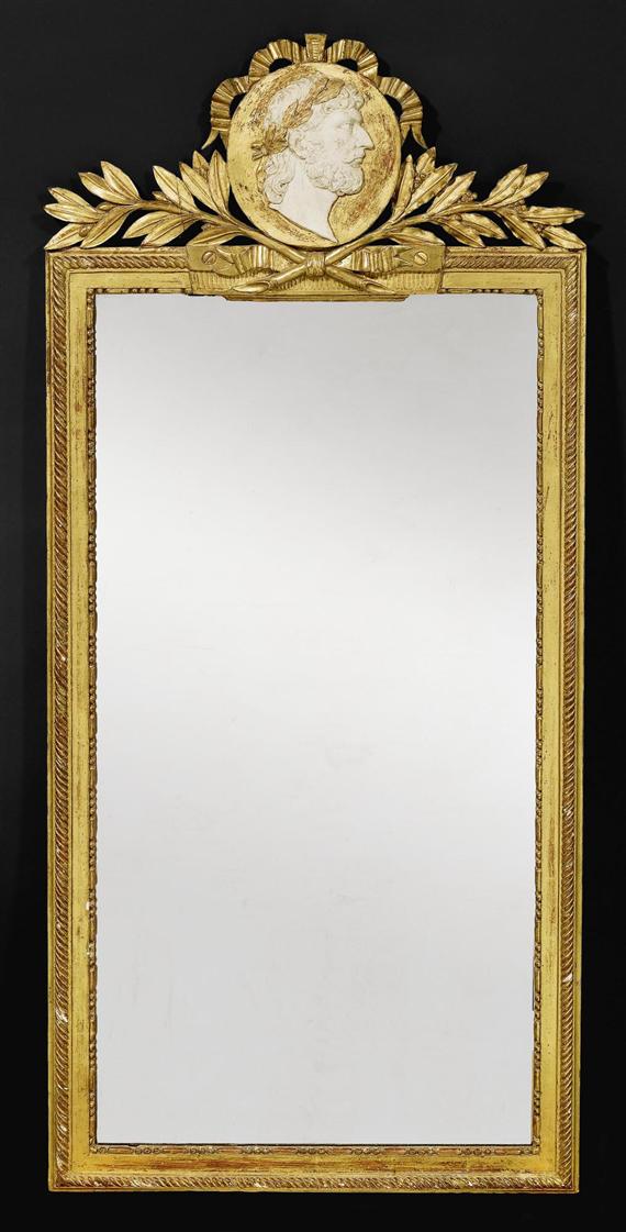 Appraisal: MIRROR AU BUSTE DE ROMAIN Louis XVI Northern Italy circa