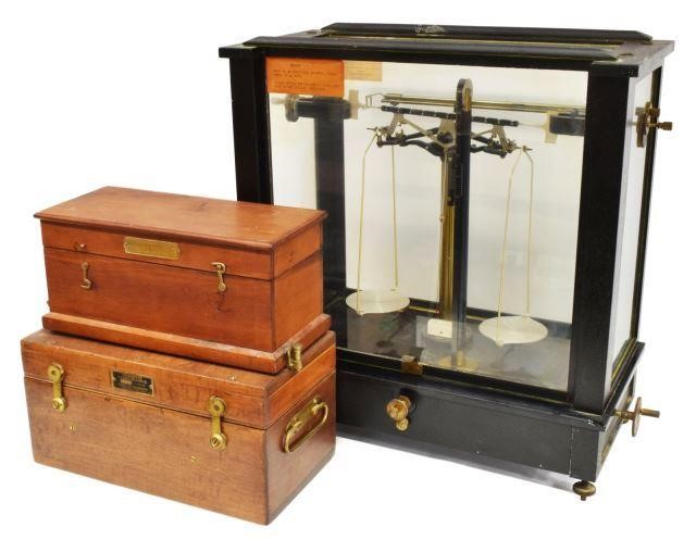 Appraisal: lot of Vintage wood cased scientific instruments and gold scale