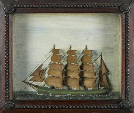 Appraisal: A Victorian diorama model of a clipper the wooden half