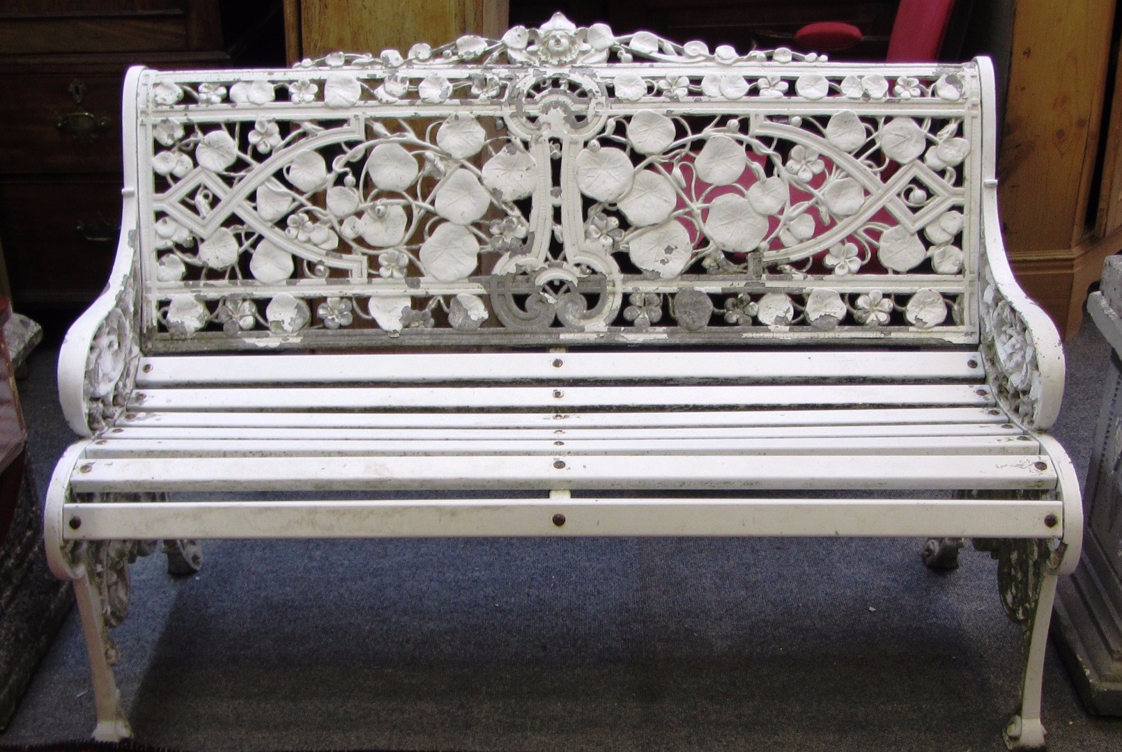 Appraisal: A th century white painted garden seat in the style