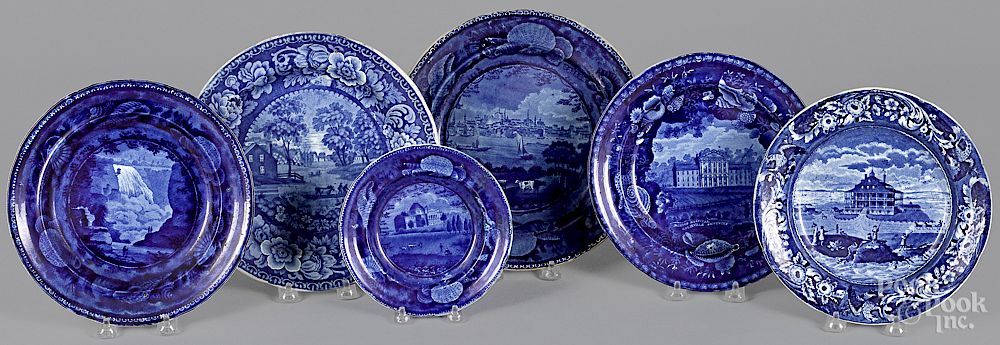 Appraisal: Six Staffordshire historical blue plates Exclusive on Bidsquare Six Staffordshire