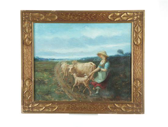 Appraisal: FARM SCENE AMERICAN SCHOOL EARLY TH CENTURY Oil on canvas