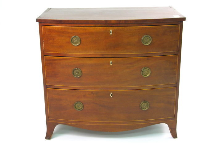 Appraisal: FEDERAL MAHOGANY BOW-FRONT CHEST OF DRAWERS American c - having