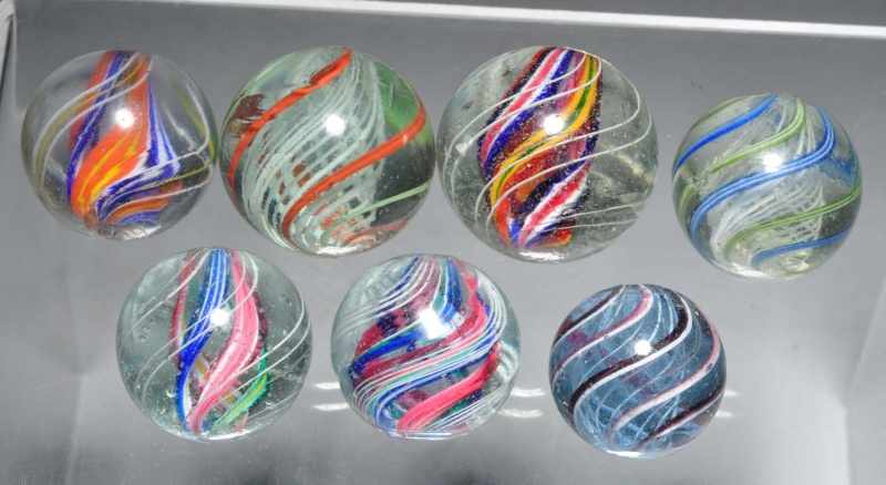 Appraisal: Lot of Swirl Marbles Description Good variety of swirl marbles