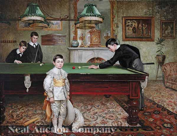 Appraisal: Professor Albert William Holden English - The Billiard Room oil