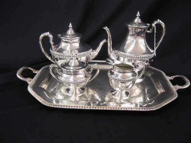 Appraisal: pc Silverplate Tea Coffee Service gadroon border includes teapot coffeepot